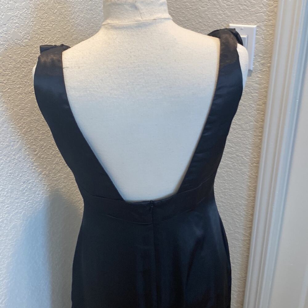Belsoie Black Satin Maxi Bridesmaid Dress EUC Sz 14 Sleeveless Polyester - Picture 6 of 14